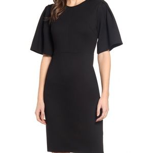 Rachel Parcell Flutter Sleeve Ponte- Black